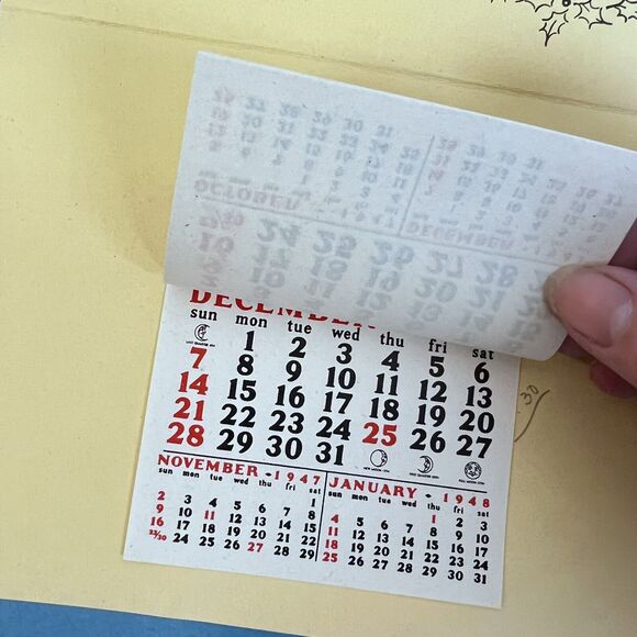 1947 Chrustnas Card Spaniel Puppies Dogs, Calendar Inside Ephemeral Pennsylvania - Picture 8 of 11